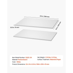 Melamiinipintaiset lastulevyhyllyt 584×355×15 mm 2 kpl valkoiset