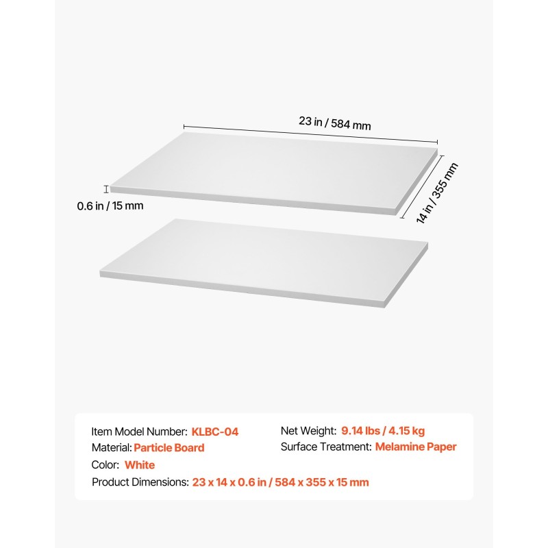 Melamiinipintaiset lastulevyhyllyt 584×355×15 mm 2 kpl valkoiset