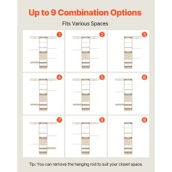 Vaatekaappijärjestelmä lastulevy harmaan tammen sävyllä kaksi laatikkoa säädettävä leveys 1100–2100 mm