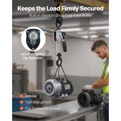 Käsikäyttöinen vipuketjunostin 250 kg 1,5 m G80 seosteräsketju mekaaninen jarru