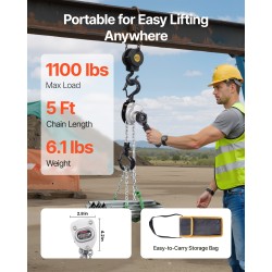Manuaalinen vipuketjutalja 0,5 t G80-teräsketjulla 1,5 m