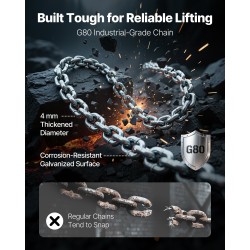 Manuaalinen vipuketjutalja 0,5 t G80-teräsketjulla 1,5 m