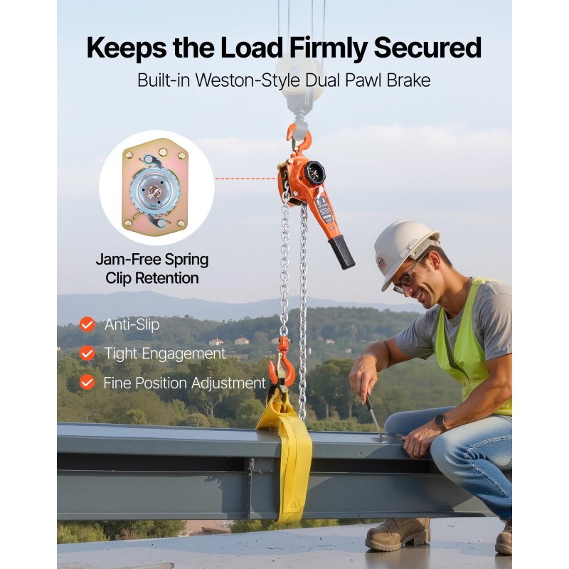 Käsiviputaljallinen ketjunostin 1000 kg G80 ketju 3 m nostokorkeus