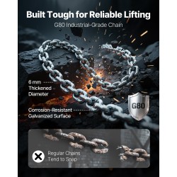 Käsiviputaljallinen ketjunostin 1000 kg G80 ketju 3 m nostokorkeus