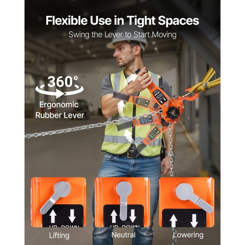 Käsiviputaljallinen ketjunostin 1000 kg G80 ketju 3 m nostokorkeus