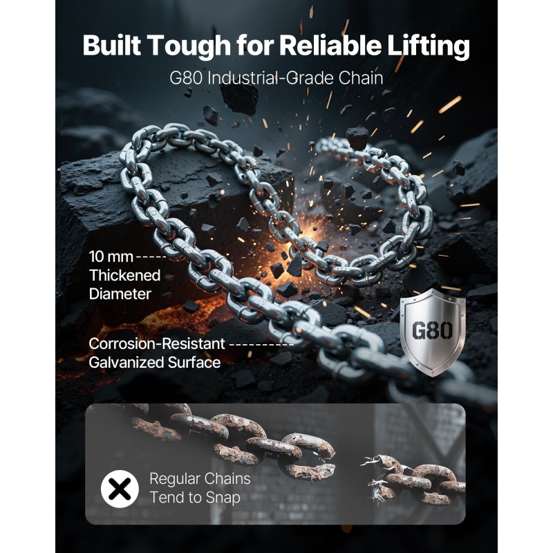 Manuaalinen vipuketjunostin 6 t 6 m G80 seosteräsketjulla kaksipäinen mekaaninen jarru