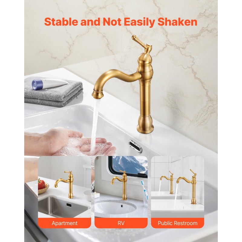 Pesuallashana yksikahvainen täysmessinkirunko punottu 304-teräsletku 210 mm juoksuputki painonapilla toimiva pohjaventtiili