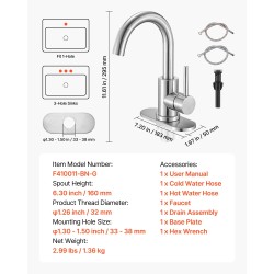 Yksikahvainen hana ruostumatonta terästä harjatulla nikkelipinnalla korkea kääntyvä juoksuputki keittiöön ja kylpyhuoneeseen