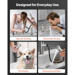 Keittiö- ja allashana 304-ruostumatonta terästä ulosvedettävällä 360 asteen suuttimella harjattu nikkelipinta