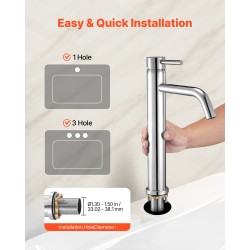 Yksivipuinen pesuallashana 304-ruostumatonta terästä korkea kaari punottu letku painonapilla toimiva pohjaventtiili