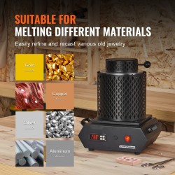 Sähköinen sulatusuuni jalometalleille 1350 wattia 1 kg ja 3 kg keraamiset upokkaat
