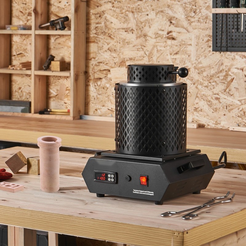 Sähköinen sulatusuuni jalometalleille 1350 wattia 1 kg ja 3 kg keraamiset upokkaat