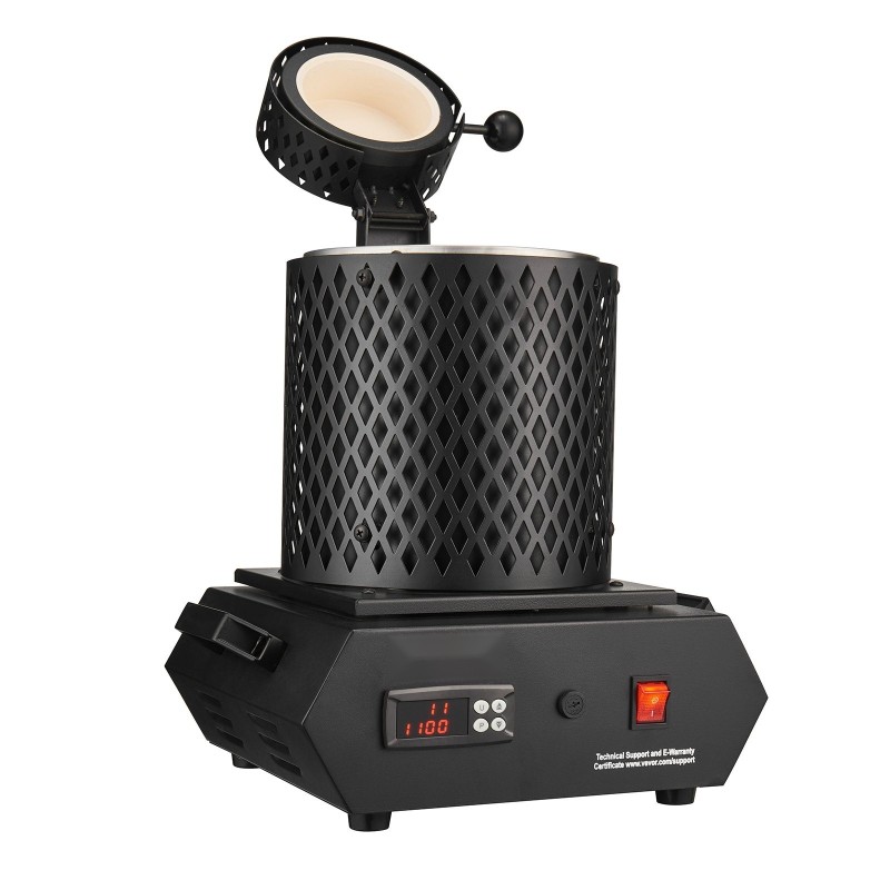 Sähköinen sulatusuuni jalometalleille 1350 wattia 1 kg ja 3 kg keraamiset upokkaat