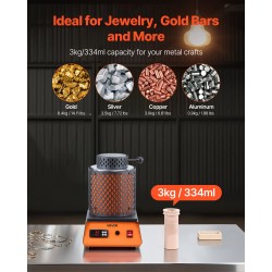 Sulatusuuni jalometalleille kolmen kilon keraamisella astiolla kylmävalssattu teräsrunko