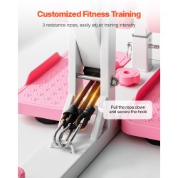 Syväkyykky ja pakaratreenilaite kotisaliin säädettävä kolmella vastusnauhalla pinkki valkoinen