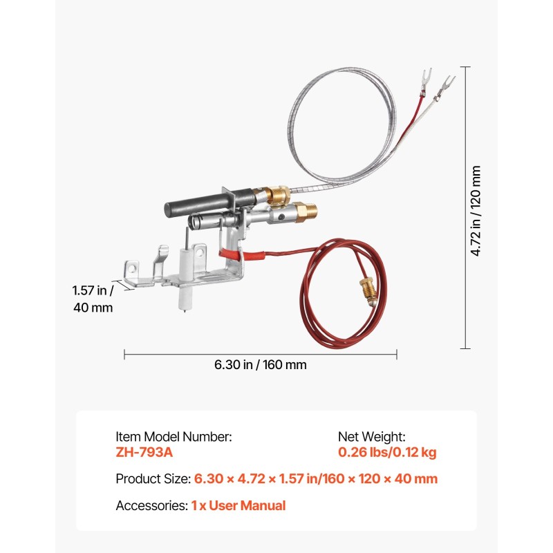 kaasun ohjausliekkiyksikkö nestekaasulle lämmön- ja korroosionkestävä hopea 160x120x40 mm