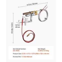 Pilottipoltinkokoonpano maakaasukäyttöön kuumuutta ja korroosiota kestävä hopea 160x120x40 mm