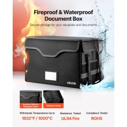 Tulenkestävä vedenpitävä asiakirjalaatikko silikonipinnoitetusta lasikuidusta 1,4 kg