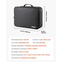 Paloturvallinen kannettava asiakirjalaatikko silikonipinnoitetusta lasikuitukankaasta numeroyhdistelmälukolla