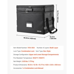 Tulenkestävä asiakirjalaatikko vedenkestävä pölytiivis numeroyhdistelmälukolla monitasoinen säilytys