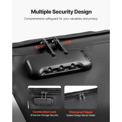 Asiakirjakansio palonkestävä 1000°C silikonipäällysteinen lasikuitukangas 245x360x16 mm vesitiivis yhdistelmälukolla