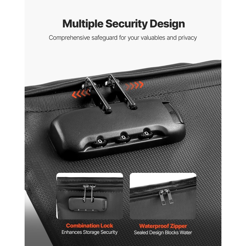 Asiakirjakansio palonkestävä 1000°C silikonipäällysteinen lasikuitukangas 245x360x16 mm vesitiivis yhdistelmälukolla