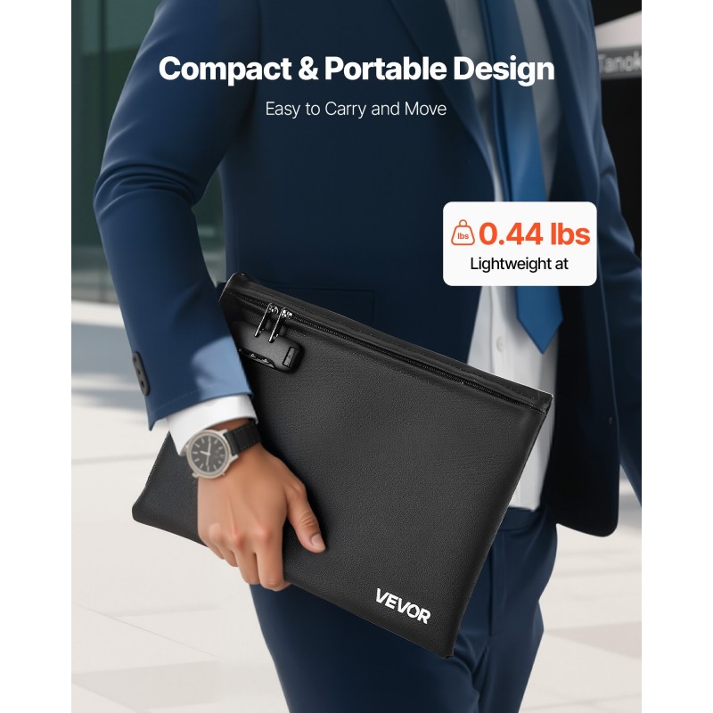 Asiakirjakansio palonkestävä 1000°C silikonipäällysteinen lasikuitukangas 245x360x16 mm vesitiivis yhdistelmälukolla