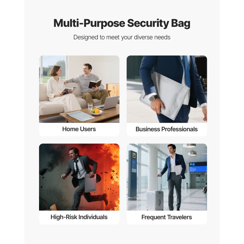 Asiakirjalaukku palonkestävä 1200-asteinen vesitiivis pölynsuojattu kaksi lokeroa silikonipintainen