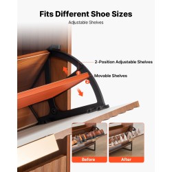 Kenkäkaappi lastulevy ja MDF 2 kääntölaatikkoa pähkinänsävy säädettävät hyllyt kaadunsuojalla