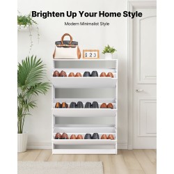 Kenkäkaappi lastulevyinen valkoinen 3 kääntölaatikkoa siirrettävät hyllyt kaadunsuojalla