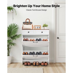 Kenkäkaappi kaksi kippikaappia kaksi vetolaatikkoa valkoinen pähkinänsävyinen kansitaso kaatumissuoja