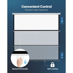 Manuaalinen alasvedettävä valkokangas 120 tuumaa neulottu valkoinen PVC rautakotelolla