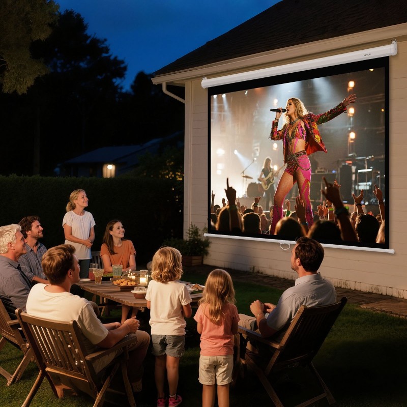 Manuaalinen 72-tuumainen projektorikangas 4:3-kuvasuhde neulottu valkoinen PVC-kangas seinäasennus