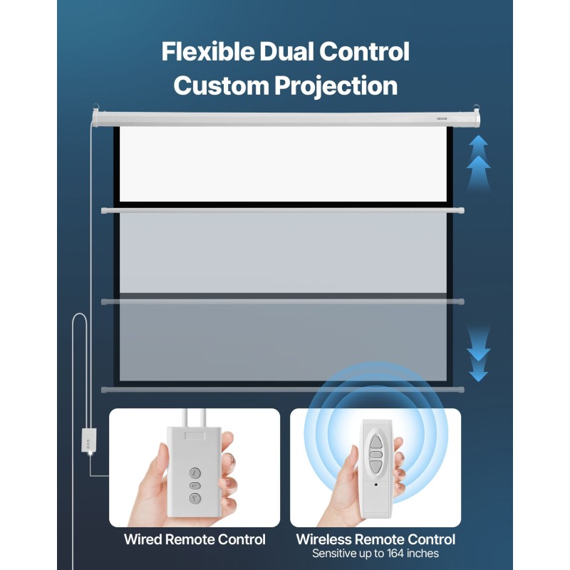 Moottoroitu valkokangas 72 tuuman neulottu PVC-kangas 4:3
