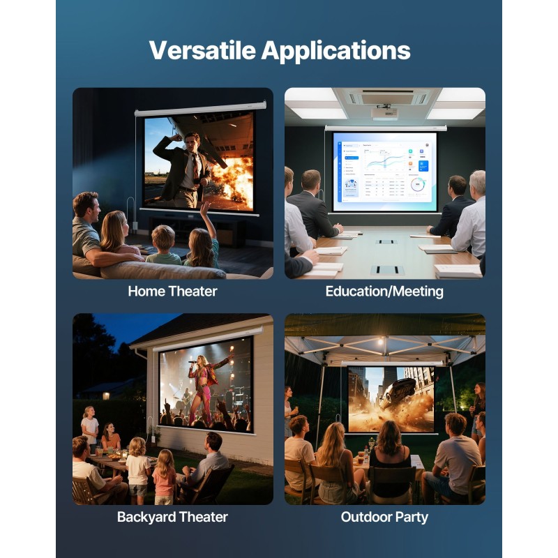 Moottoroitu valkokangas 72 tuuman neulottu PVC-kangas 4:3