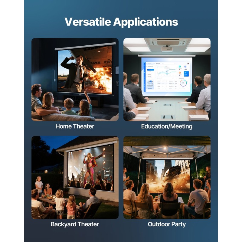 Moottoroitu valkokangas 120 tuumaa 4:3 PVC-pohjainen neulottu kangas 4K-tuki