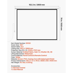 Moottoroitu valkokangas 120 tuumaa 4:3 PVC-pohjainen neulottu kangas 4K-tuki