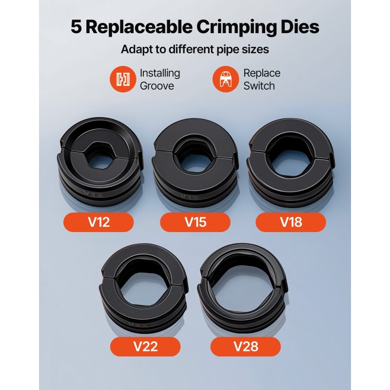 Hydraulinen putkien puristustyökalu ruostumattomille teräsputkille 5 vaihdettavaa leukaa