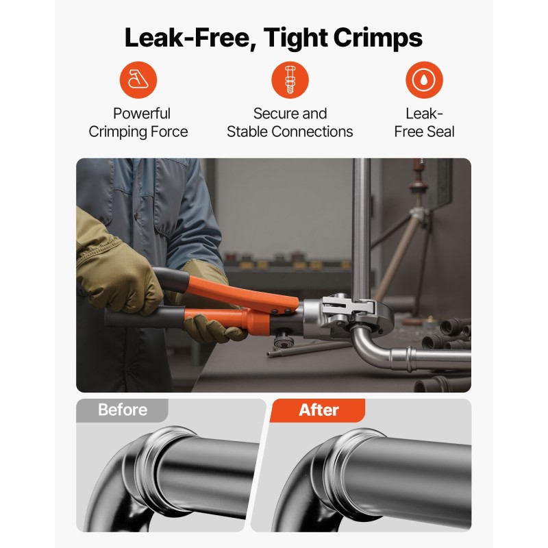 Hydraulinen putkien puristustyökalu ruostumattomille teräsputkille 5 vaihdettavaa leukaa