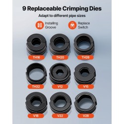Hydraulinen putkien puristustyökalu 9 vaihdettavaa leukaa PEX ja alumiinimuoviputkille sekä ruostumattomille teräsputkille