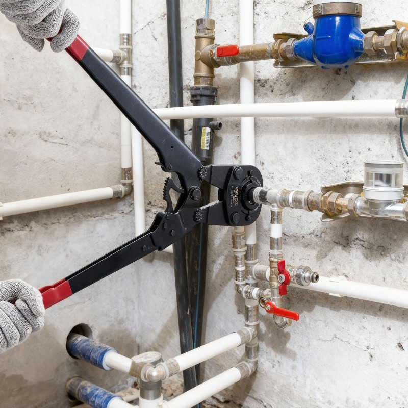 Putkien puristustyökalu PEX- ja alumiinimuoviputkille viisi vaihdettavaa leukaa