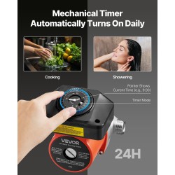 Käyttövesikiertopumppu ruostumattomalla pumppupäällä mekaanisella ajastimella lämminvesivaraajan lähtöön