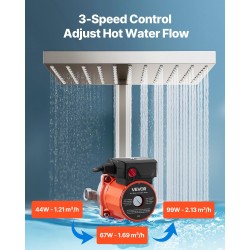 Lämminvesikiertopumppu 3-portainen ruostumaton teräspumppupää 38 l/min kotitalouksiin