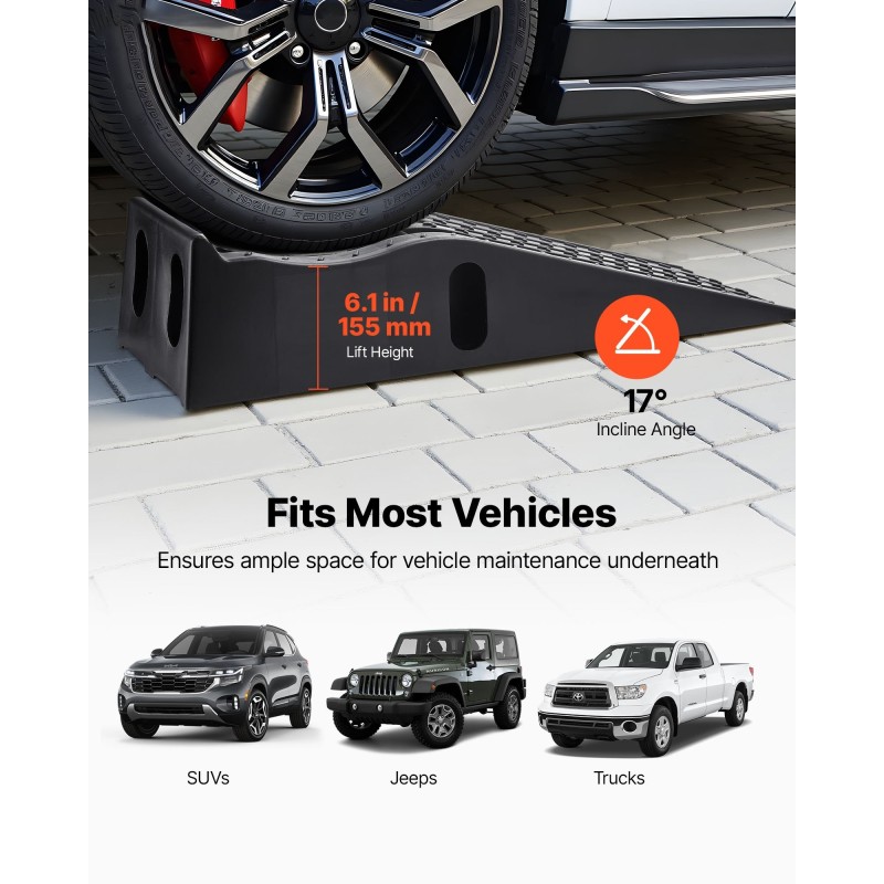 Ajosillat 2 kpl polypropeenia musta 155 mm nostokorkeus 5897 kg kantavuus autoille