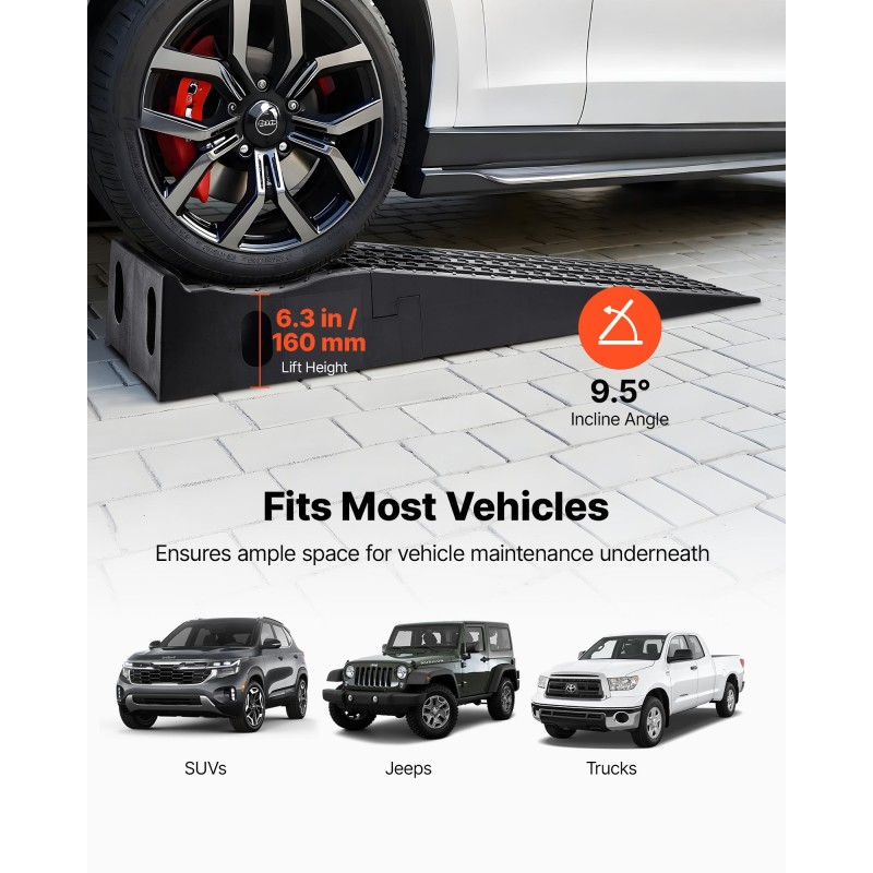 Auton huoltorampit polypropeeni 160 mm nostokorkeus 2 kpl 5897 kg