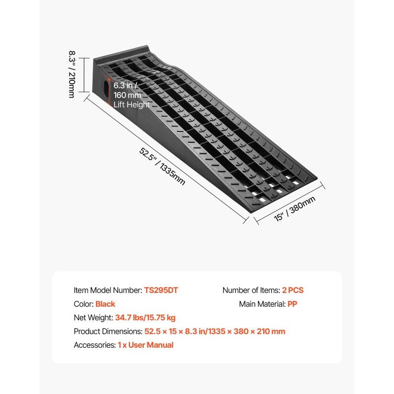 Auton huoltorampit polypropeeni 160 mm nostokorkeus 2 kpl 5897 kg