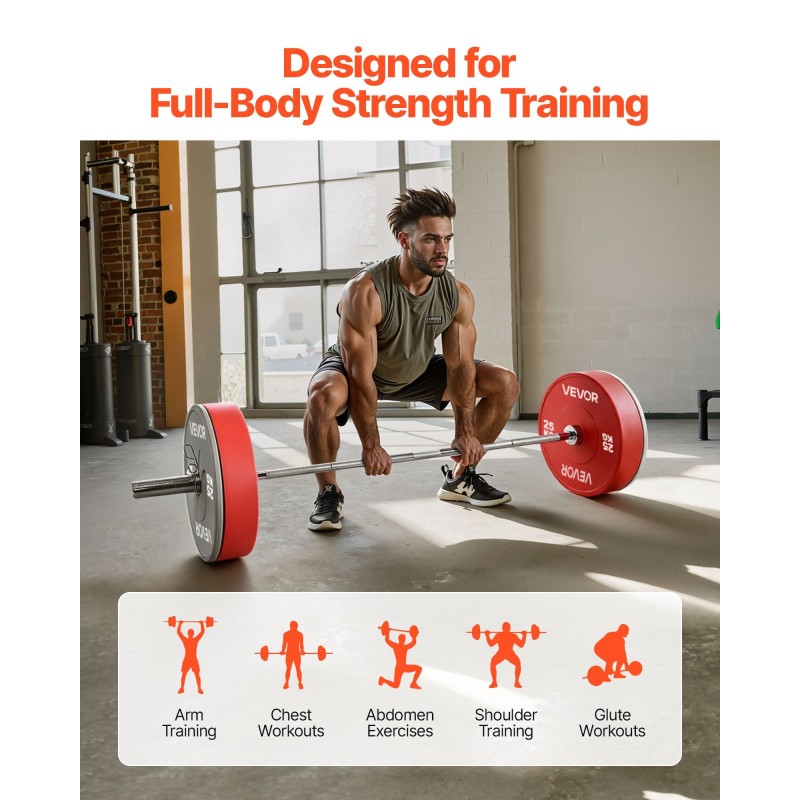 Levytanko 1820 mm 28 mm ote sopii 2-tuumaisille levypainoille 226,8 kg kantavuus