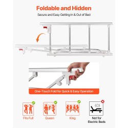 Taitettava sängynlaita alumiiniseos ja rauta valkoinen neljä käyttötapaa