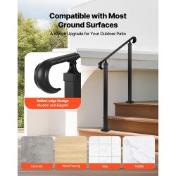 Ulkoportaan kaide hiiliteräksinen mattamusta säädettävä kahteen tai kolmeen askelmaan