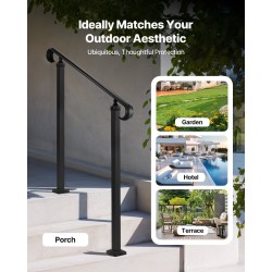 Ulkoportaan kaide hiiliteräksinen mattamusta säädettävä kahteen tai kolmeen askelmaan